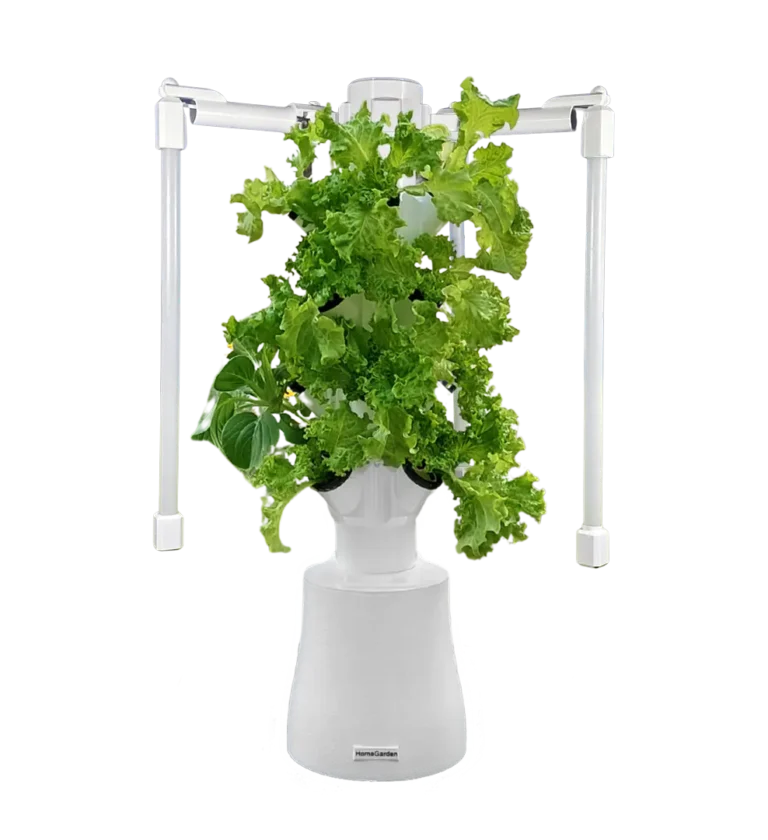 Kompakter Hydroponik-Turm mit LED-Beleuchtung für Indoor-Garten - platzsparende vertikale Anbaulösung